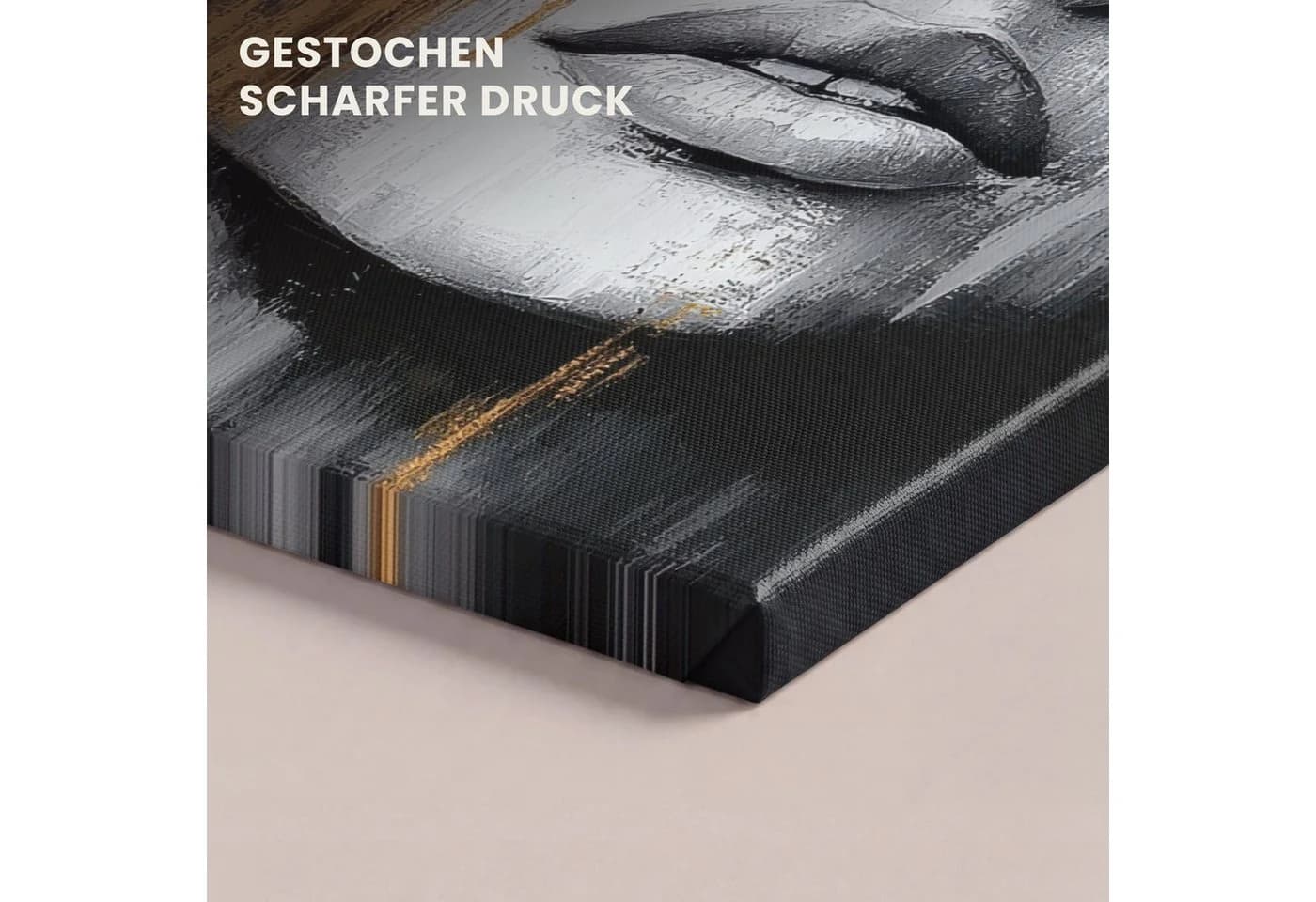 OneMillionCanvasses® Leinwandbild Gesicht - Frau - Pinselstriche - Abstrakt, Fotodruck Leinwand Canvas Wandbild Wanddekoration - Bild 3
