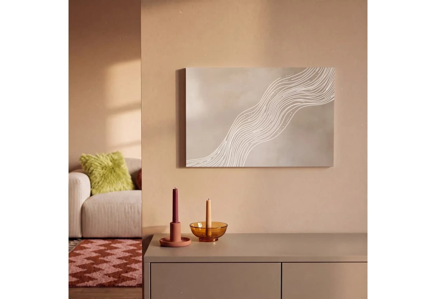 OneMillionCanvasses® Leinwandbild Wellenlinien Sandfarben Modern
