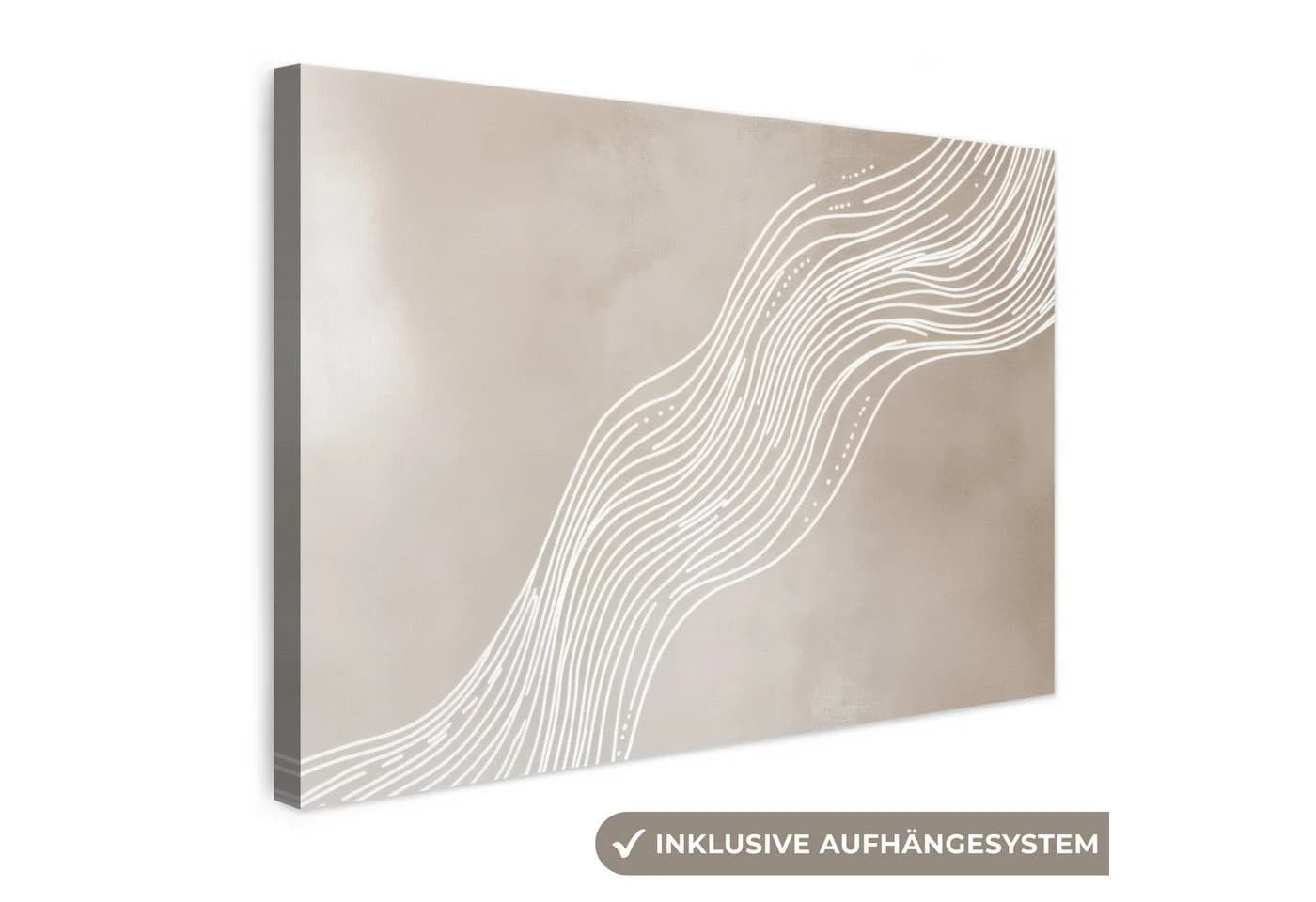 OneMillionCanvasses® Leinwandbild Wellenlinien Sandfarben Modern - Bild 2