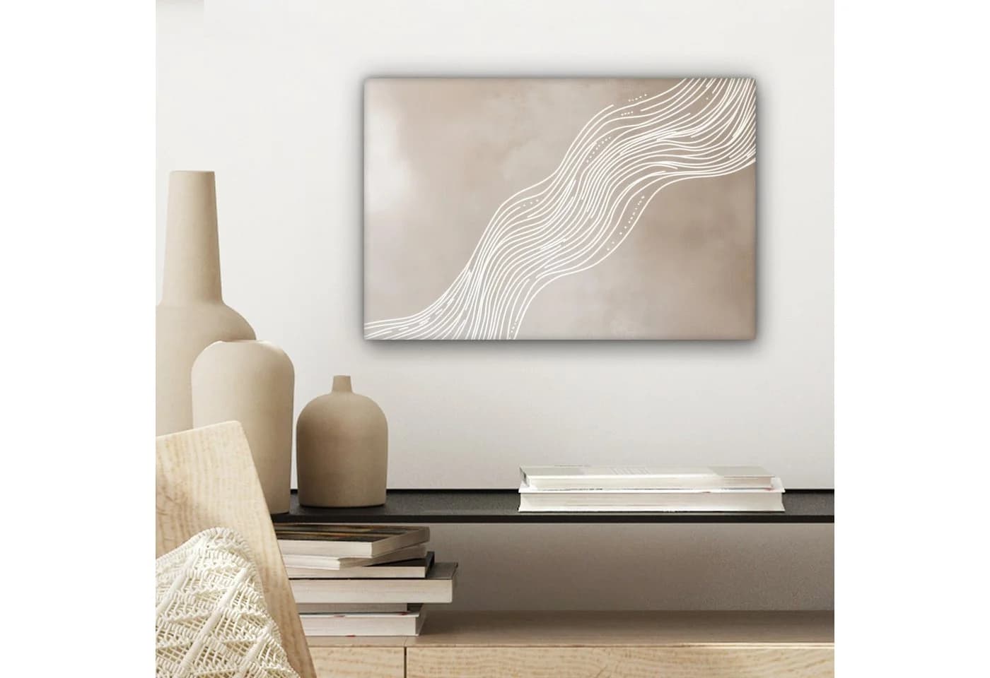 OneMillionCanvasses® Leinwandbild Wellenlinien Sandfarben Modern - Bild 4