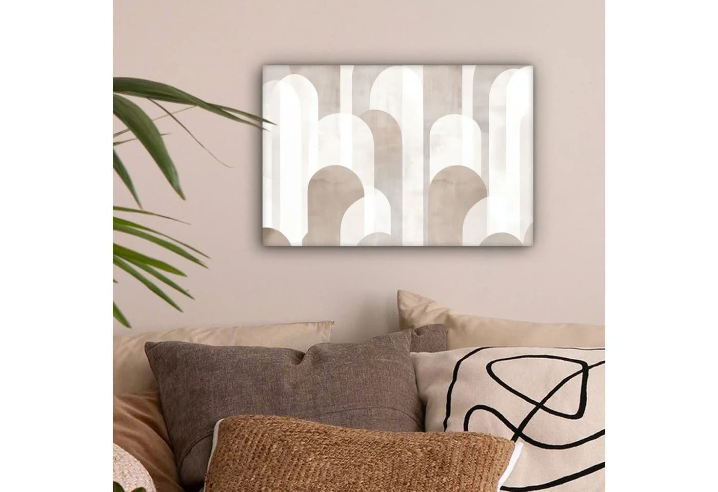 OneMillionCanvasses® Leinwandbild Abstrakte Bögen Modern Beige Fotodruck 30x20 cm