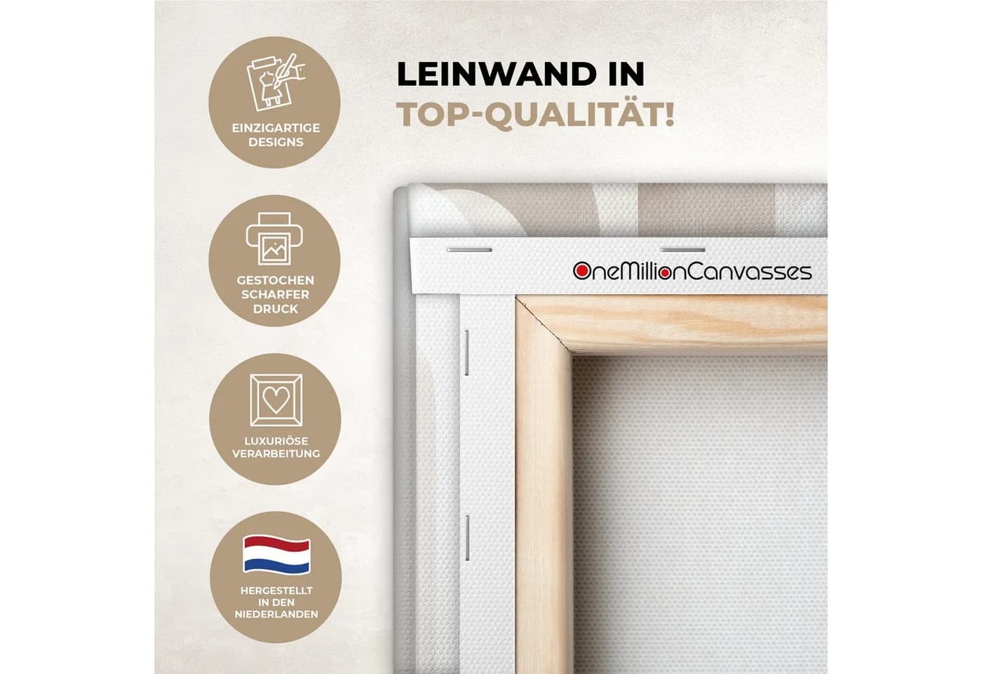 OneMillionCanvasses® Leinwandbild Abstrakte Bögen Modern Beige Fotodruck 30x20 cm - Bild 3