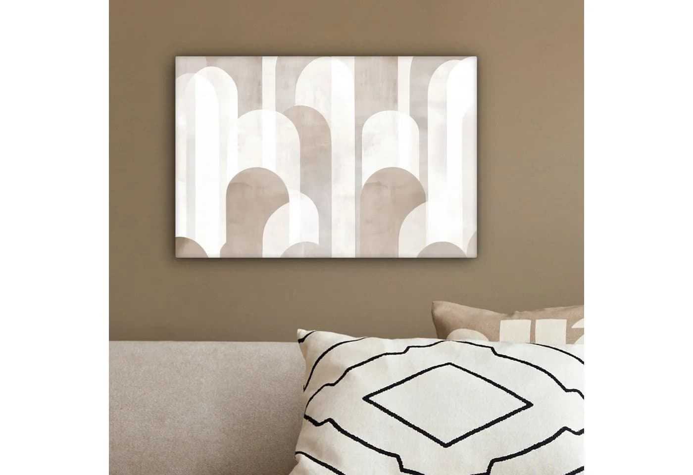OneMillionCanvasses® Leinwandbild Abstrakte Bögen Modern Beige Fotodruck 30x20 cm - Bild 4