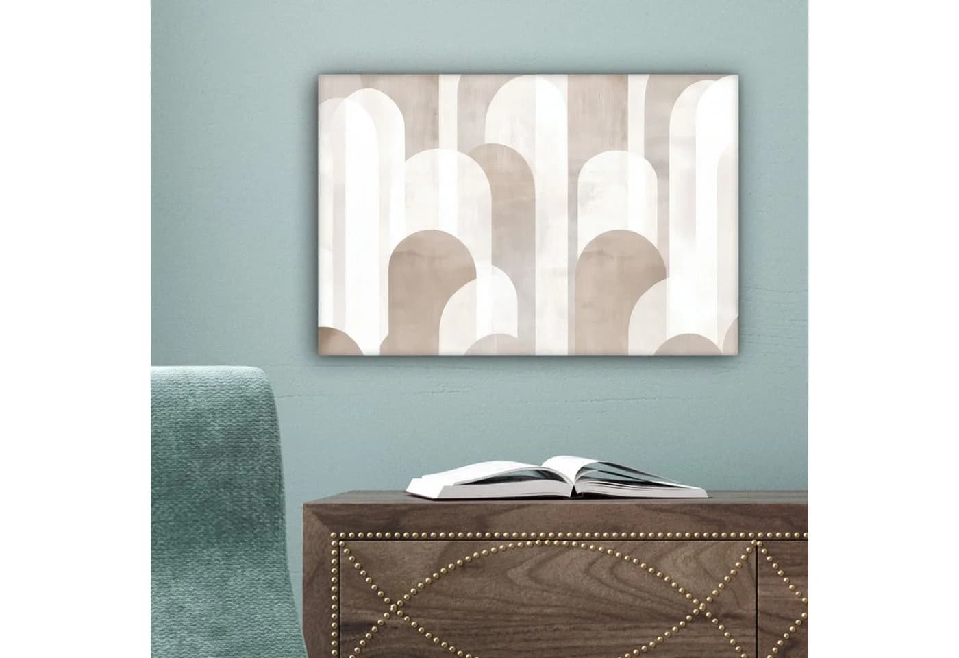 OneMillionCanvasses® Leinwandbild Abstrakte Bögen Modern Beige Fotodruck 30x20 cm - Bild 5