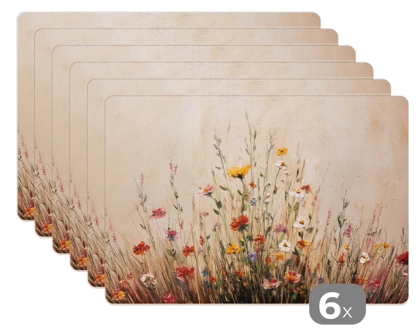 MuchoWow Platzset Wildblumen Pinselstriche Ruhig 6-Stück - Bild 2