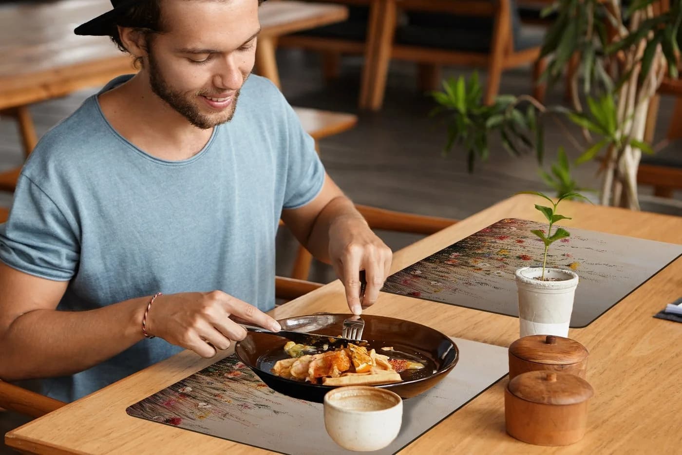 MuchoWow Platzset Wildblumen Pinselstriche Ruhig 6-Stück - Bild 5