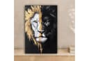 OneMillionCanvasses® Leinwandbild Löwe Split Schwarz Weiß Gold Bild 1