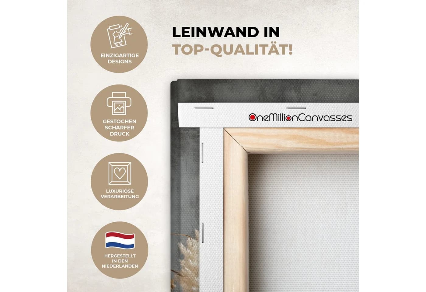 OneMillionCanvasses® Leinwandbild Getrocknete Feldblumen Grau Beton - Bild 3