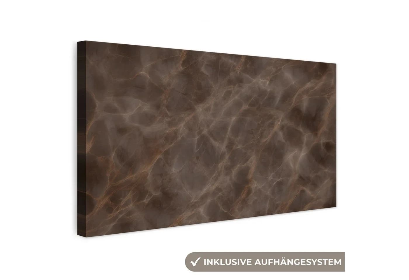 OneMillionCanvasses® Leinwandbild Panorama Brauner Marmor - Organisch - Naturstein, Fotodruck (1 St), Wandbild, Deko Schlafzimmer Wohnzimmer Flur - Bild 2
