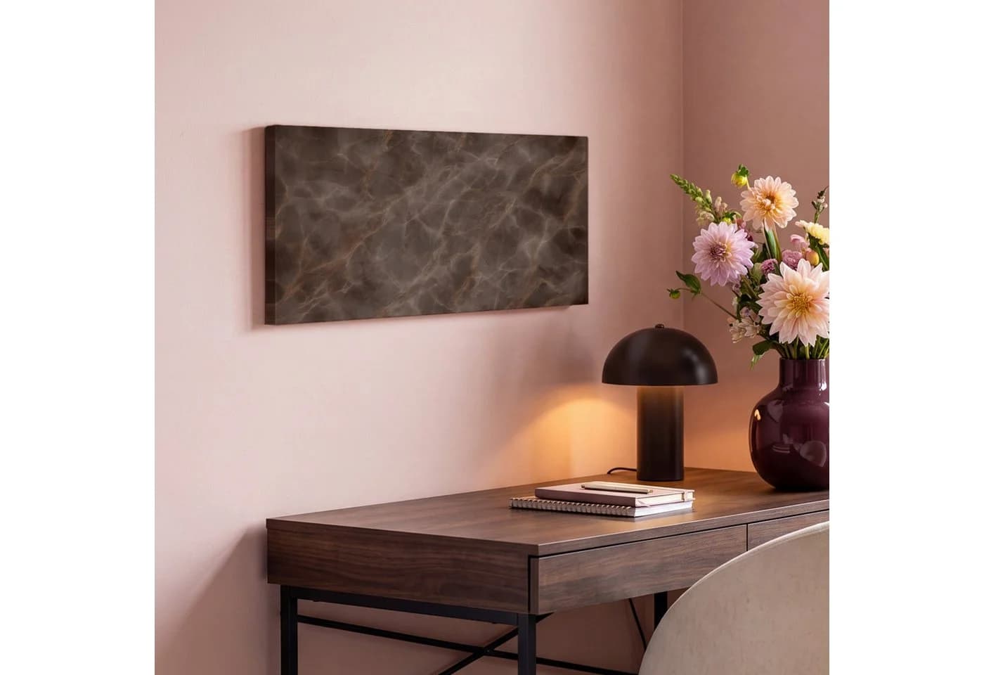 OneMillionCanvasses® Leinwandbild Panorama Brauner Marmor - Organisch - Naturstein, Fotodruck (1 St), Wandbild, Deko Schlafzimmer Wohnzimmer Flur - Bild 4