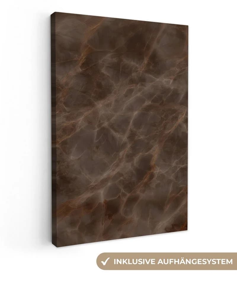 OneMillionCanvasses® Leinwandbild Brauner Marmor - Organisch - Naturstein, Fotodruck - Bild 2