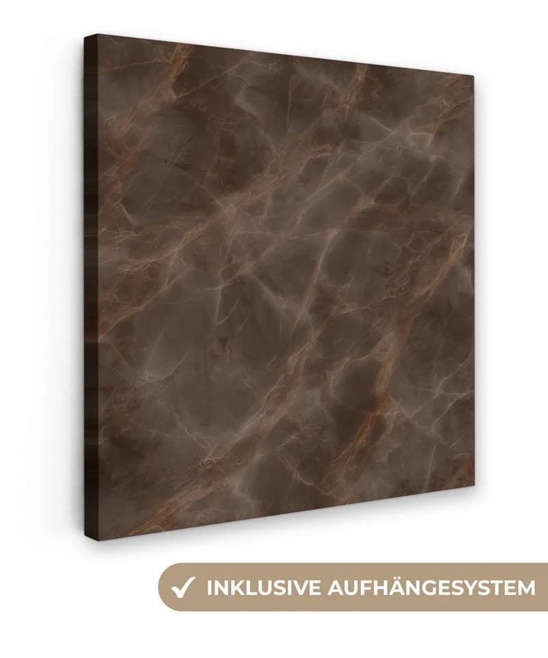 OneMillionCanvasses® Leinwandbild Brauner Marmor 20x20 cm - Bild 2
