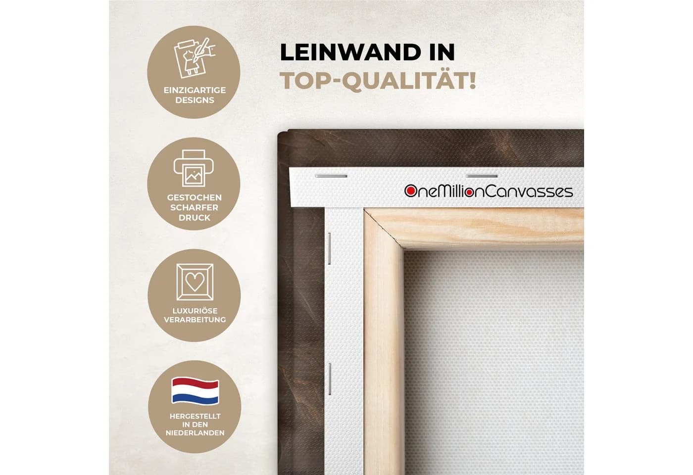 OneMillionCanvasses® Leinwandbild Brauner Marmor 20x20 cm - Bild 3