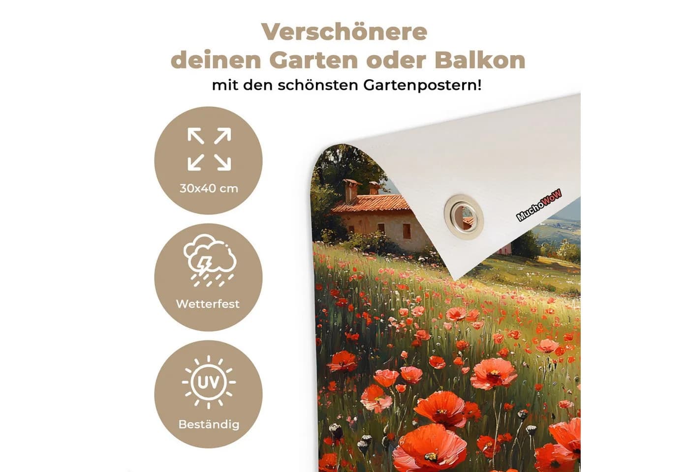 OnlyWow Gartenposter Mohnblumen Rot 30x40 cm PVC - Bild 3