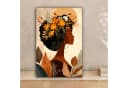 OneMillionCanvasses® Leinwandbild Frau Blumen Beige Wanddekoration Bild 1