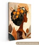 OneMillionCanvasses® Leinwandbild Frau Blumen Beige Wanddekoration Bild 2