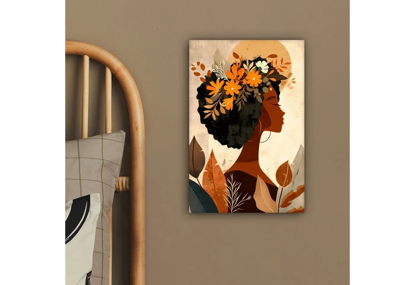 OneMillionCanvasses® Leinwandbild Frau Blumen Beige Wanddekoration - Bild 4