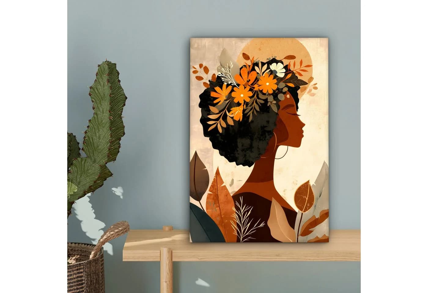 OneMillionCanvasses® Leinwandbild Frau Blumen Beige Wanddekoration - Bild 5