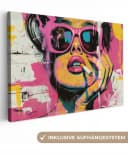 OneMillionCanvasses® Leinwandbild Abstraktes Porträt Frau Rosa Bild 2