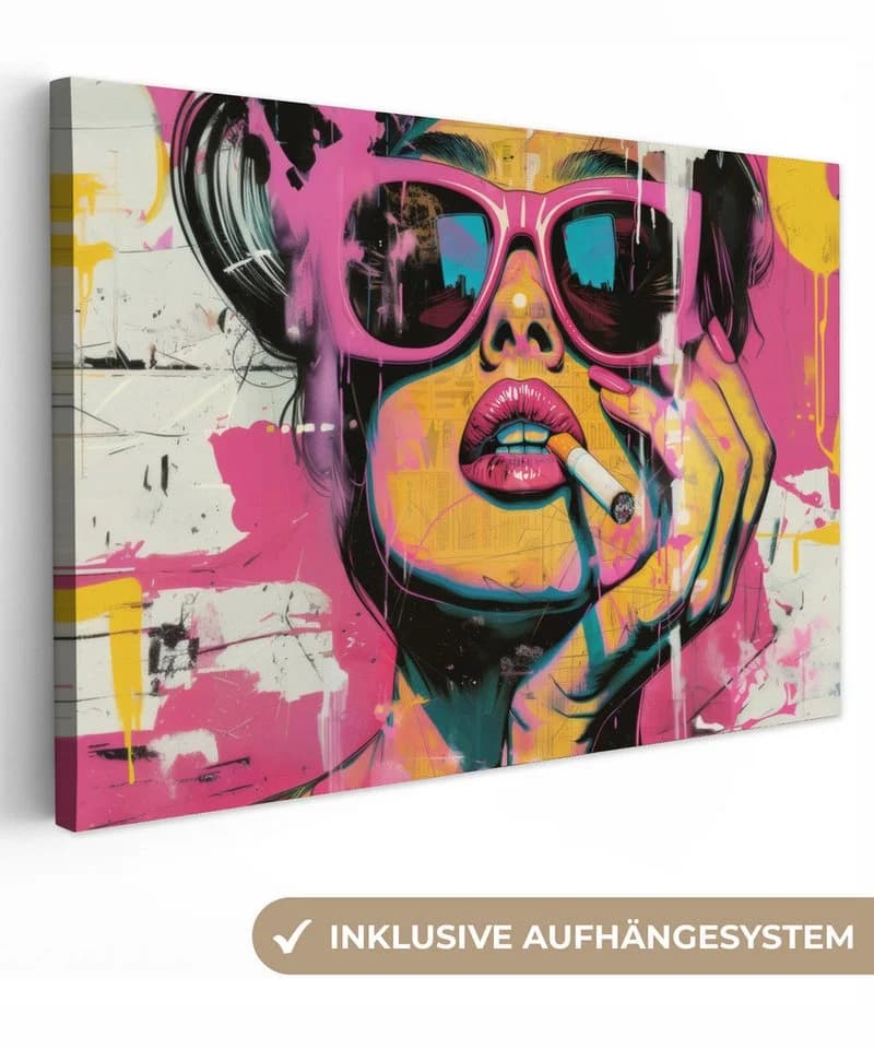 OneMillionCanvasses® Leinwandbild Abstraktes Porträt Frau Rosa - Bild 2