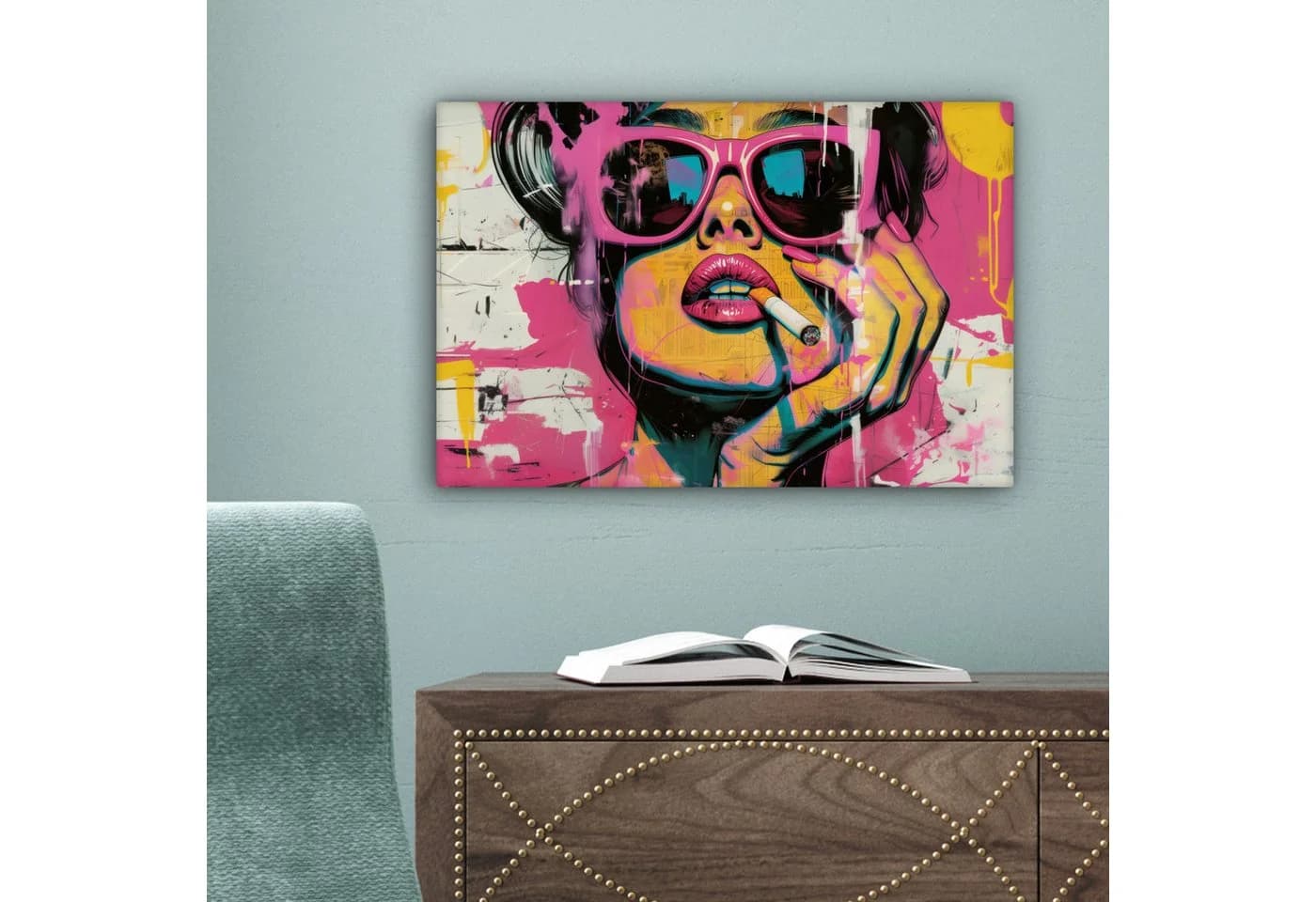 OneMillionCanvasses® Leinwandbild Abstraktes Porträt Frau Rosa - Bild 5