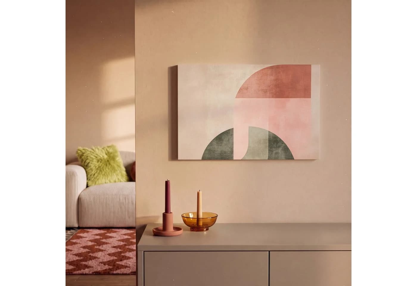 OneMillionCanvasses® Leinwandbild Abstrakt Rosa Beige