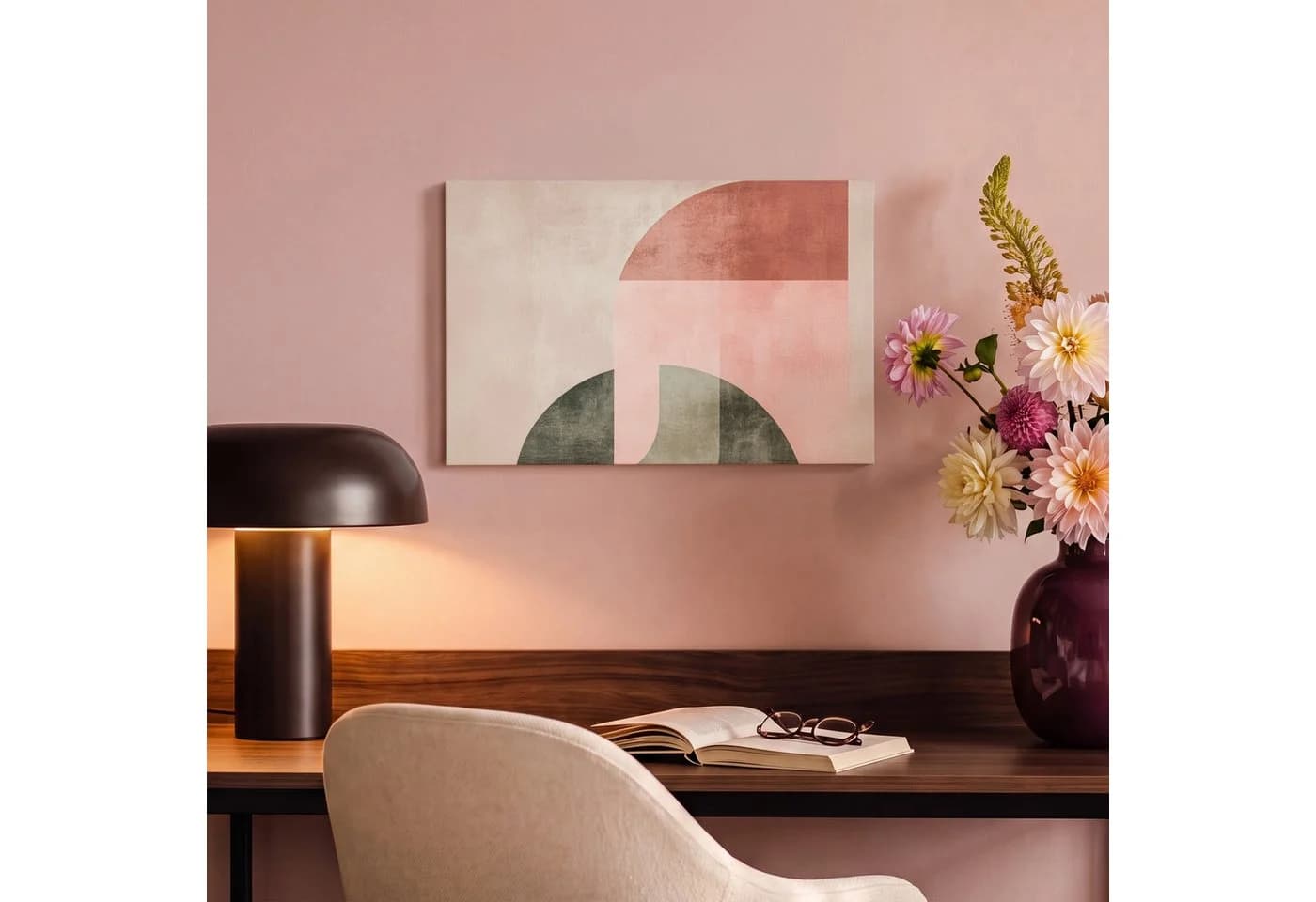OneMillionCanvasses® Leinwandbild Abstrakt Rosa Beige - Bild 4