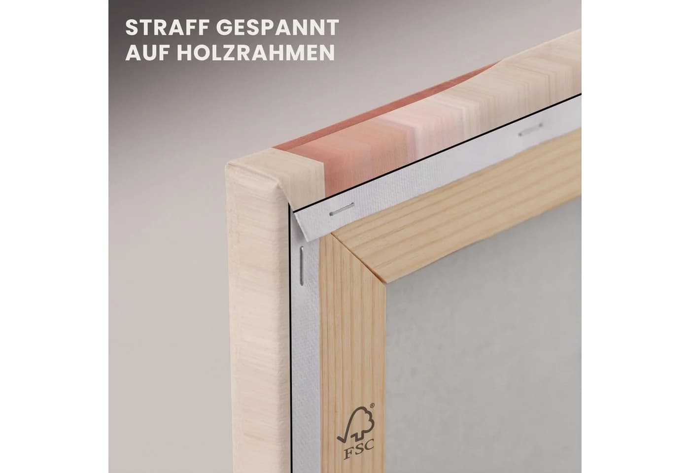 OneMillionCanvasses® Leinwandbild Abstrakt Rosa Beige - Bild 5