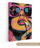 OneMillionCanvasses® Leinwandbild Abstraktes Porträt Frau Rosa Sonnenbrille Bild 2