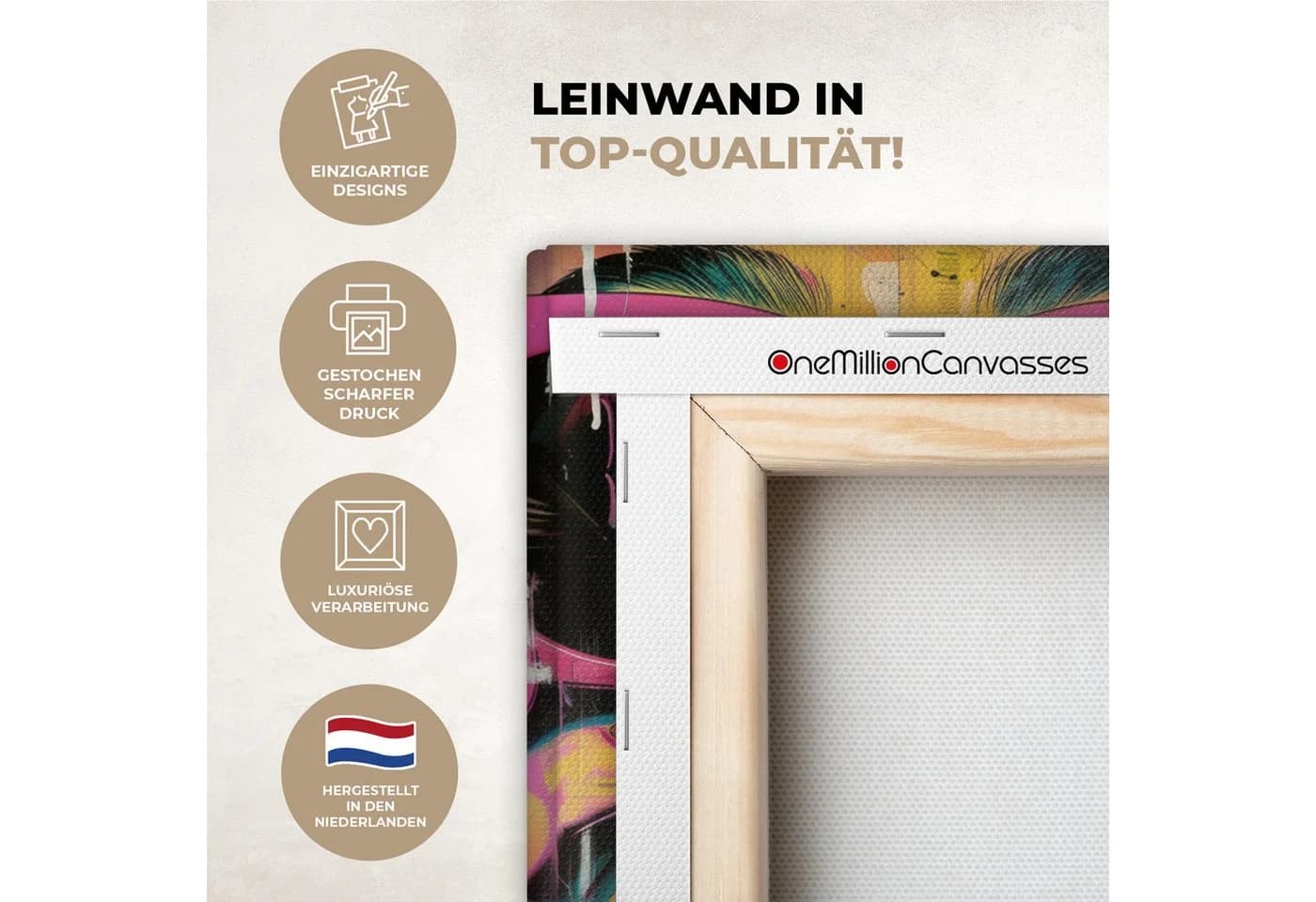 OneMillionCanvasses® Leinwandbild Abstraktes Porträt Frau Rosa Sonnenbrille - Bild 3