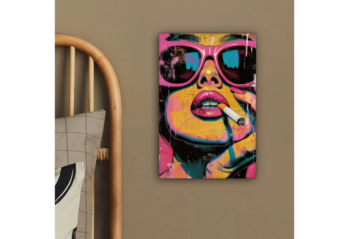 OneMillionCanvasses® Leinwandbild Abstraktes Porträt Frau Rosa Sonnenbrille - Bild 4