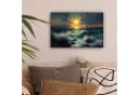OneMillionCanvasses® Leinwandbild Meer Sonne Wellen Felsen Leinwand Bild 1