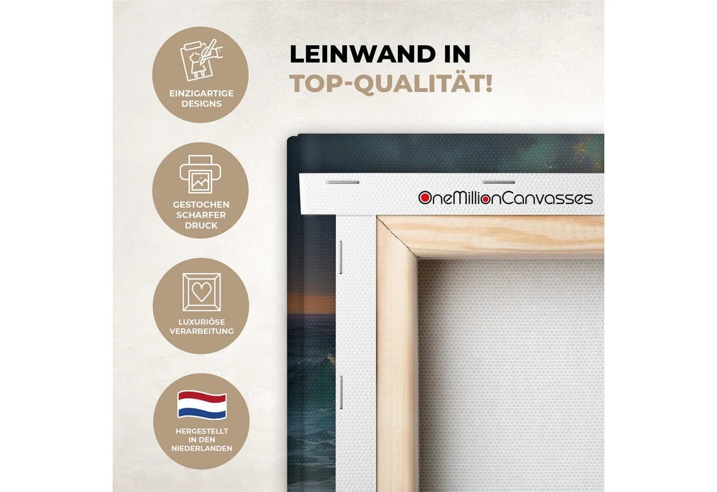 OneMillionCanvasses® Leinwandbild Meer Sonne Wellen Felsen Leinwand - Bild 3