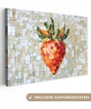 OneMillionCanvasses® Leinwandbild Erdbeere Mosaik Rot 30x20 cm Bild 2