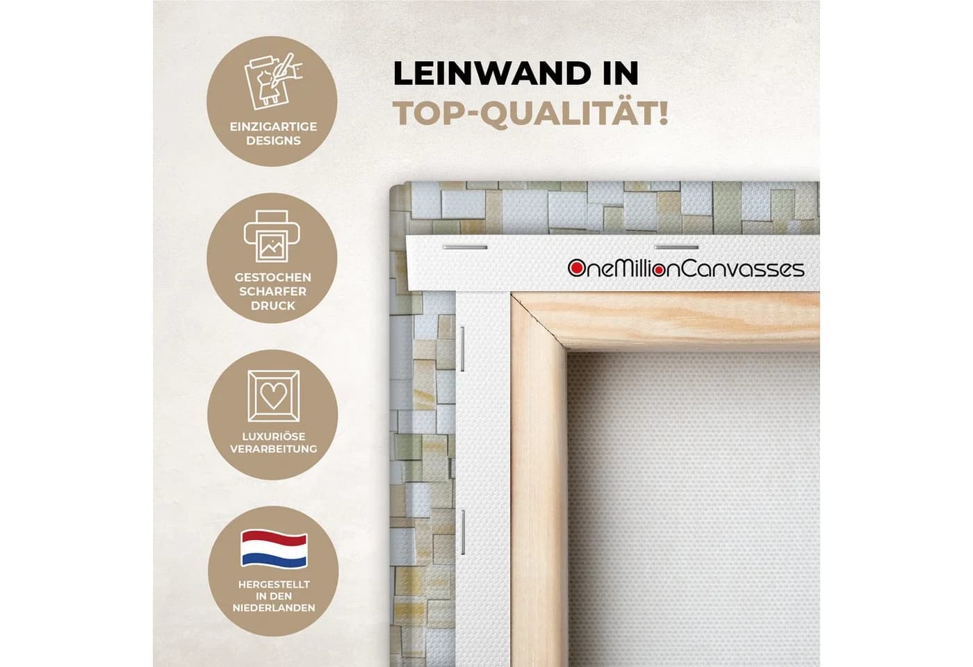OneMillionCanvasses® Leinwandbild Erdbeere Mosaik Rot 30x20 cm - Bild 3