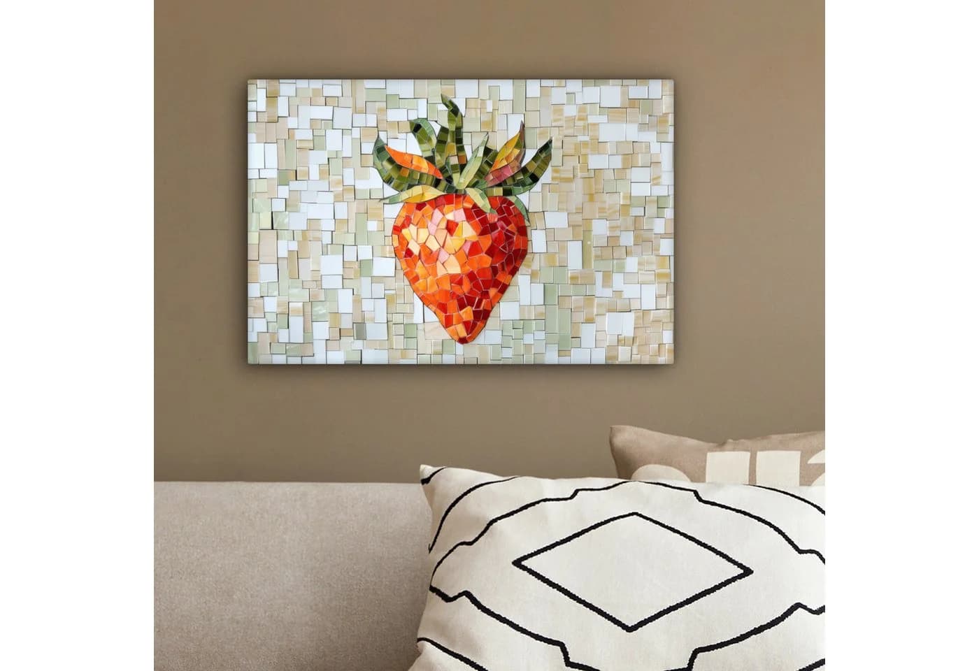 OneMillionCanvasses® Leinwandbild Erdbeere Mosaik Rot 30x20 cm - Bild 4