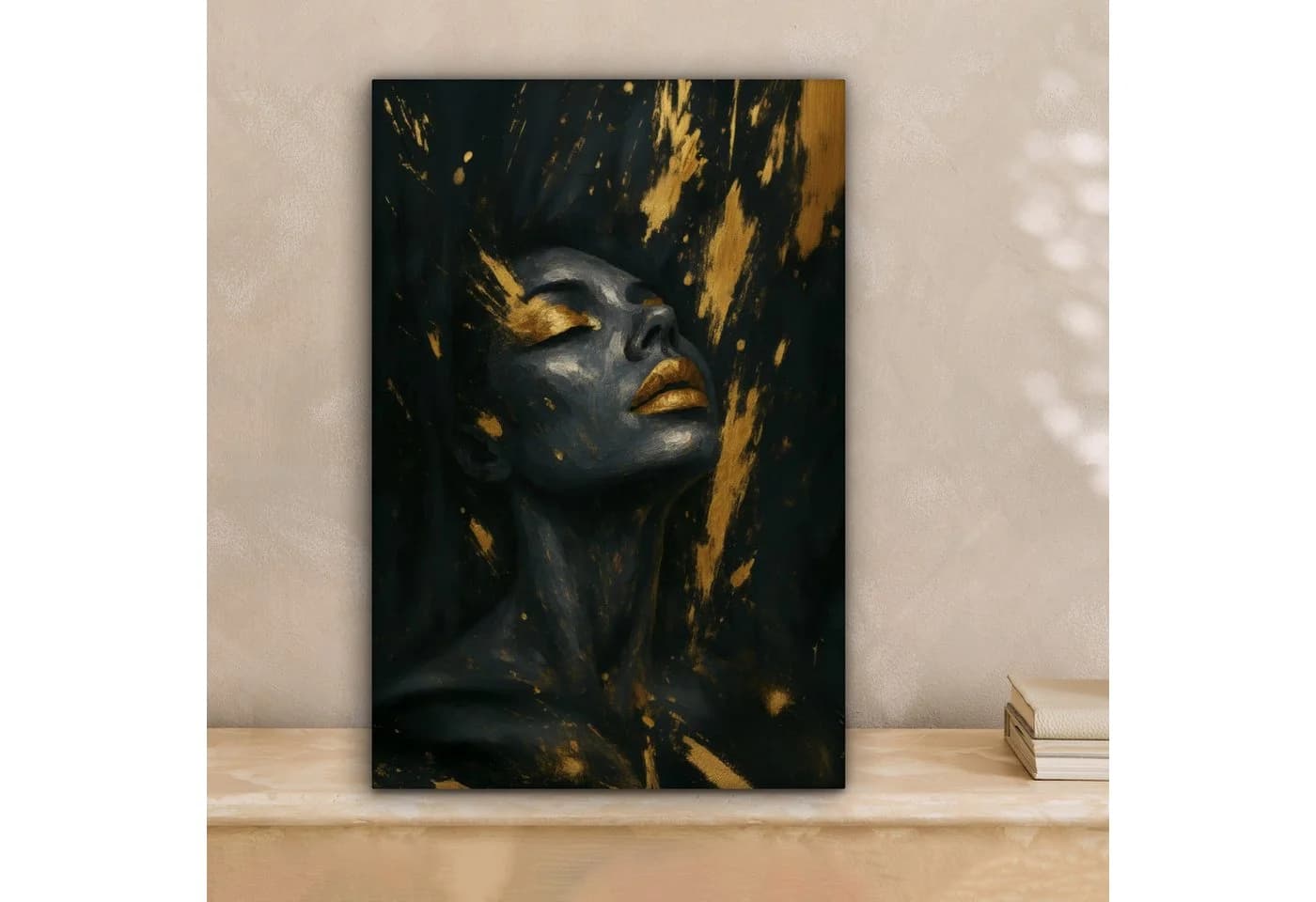 OneMillionCanvasses® Leinwandbild Abstrakt Frau Gold Schwarz