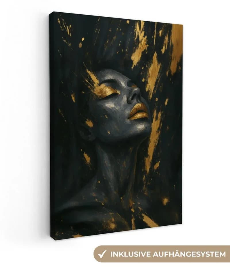 OneMillionCanvasses® Leinwandbild Abstrakt Frau Gold Schwarz - Bild 2