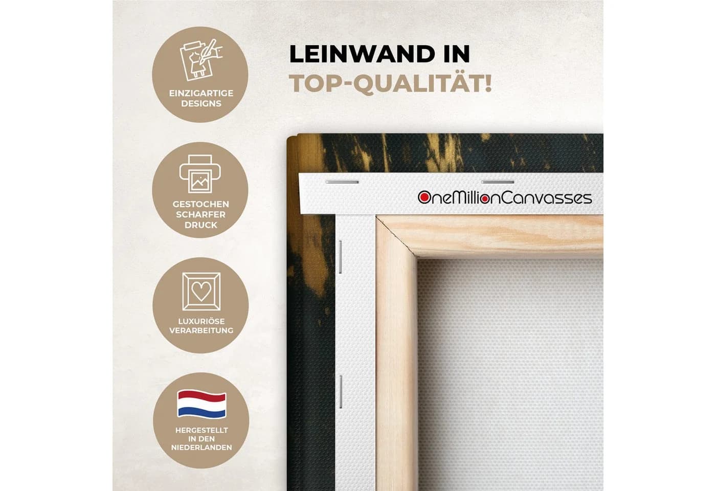 OneMillionCanvasses® Leinwandbild Abstrakt Frau Gold Schwarz - Bild 3
