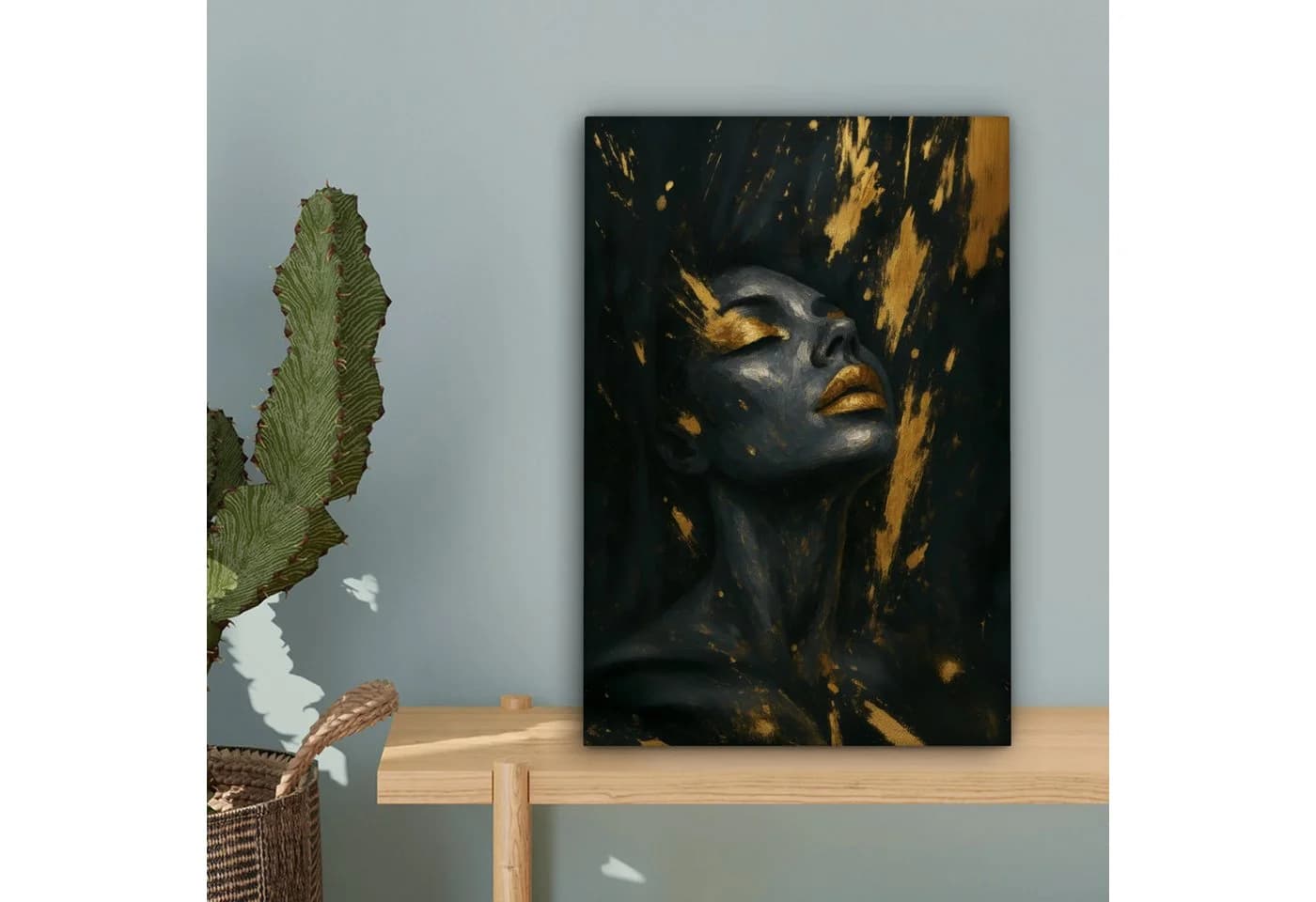 OneMillionCanvasses® Leinwandbild Abstrakt Frau Gold Schwarz - Bild 5