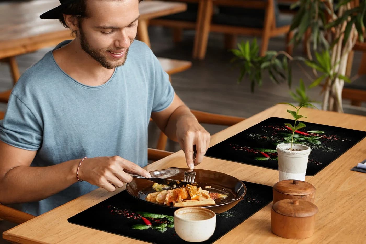 MuchoWow Platzset Chili Basilikum 6er Set Rot Grün Vinyl - Bild 5