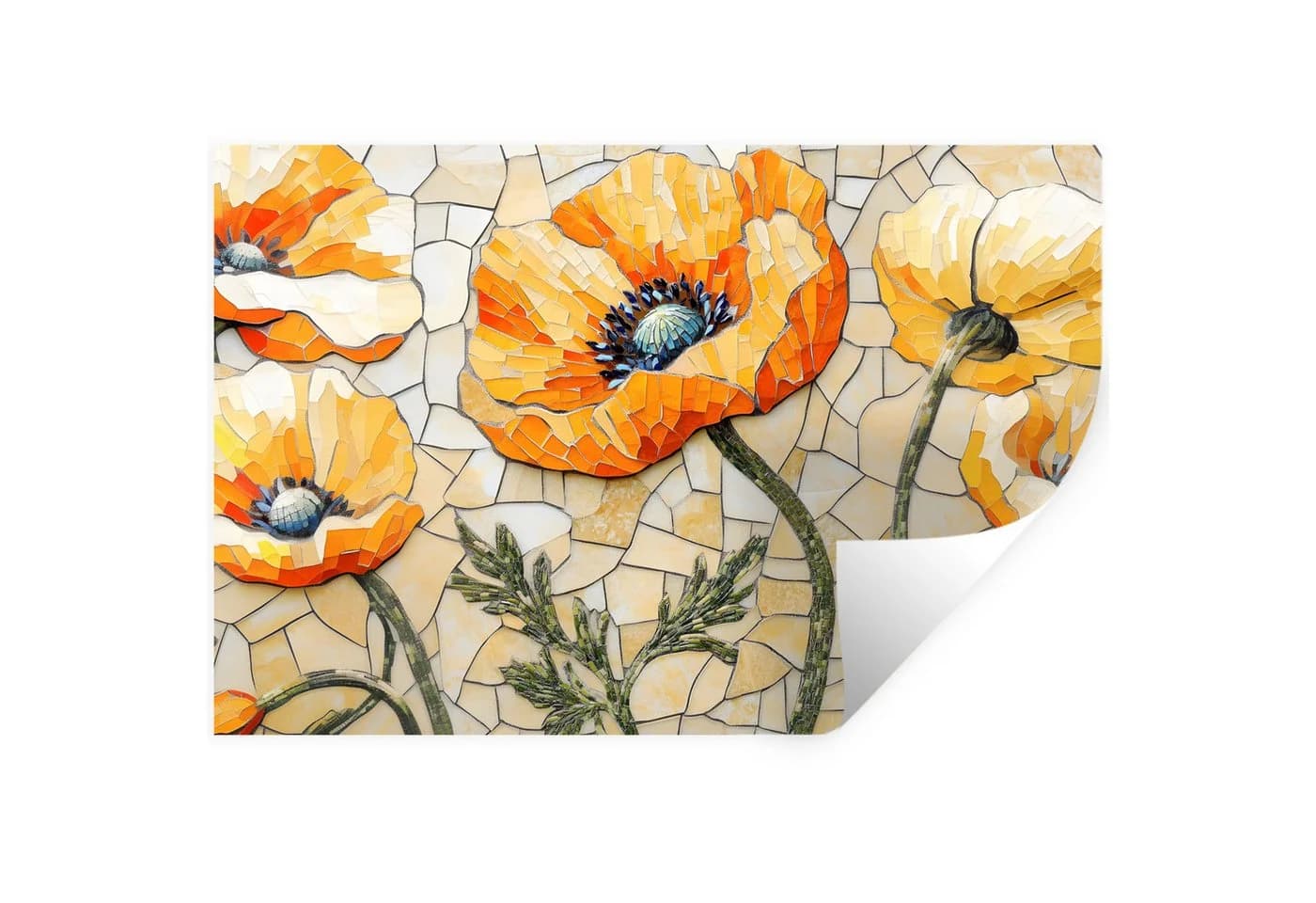 MuchoWow Wandsticker Mohnblumen Orange Mosaik Selbstklebend - Bild 2