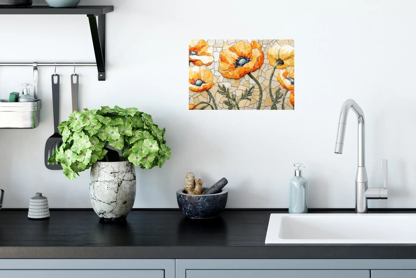 MuchoWow Wandsticker Mohnblumen Orange Mosaik Selbstklebend - Bild 3