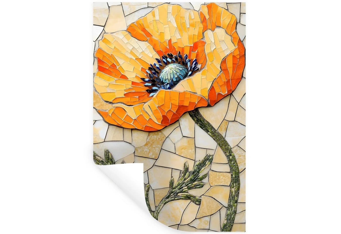 MuchoWow Wandsticker Mohnblumen Orange Mosaik Selbstklebend - Bild 2