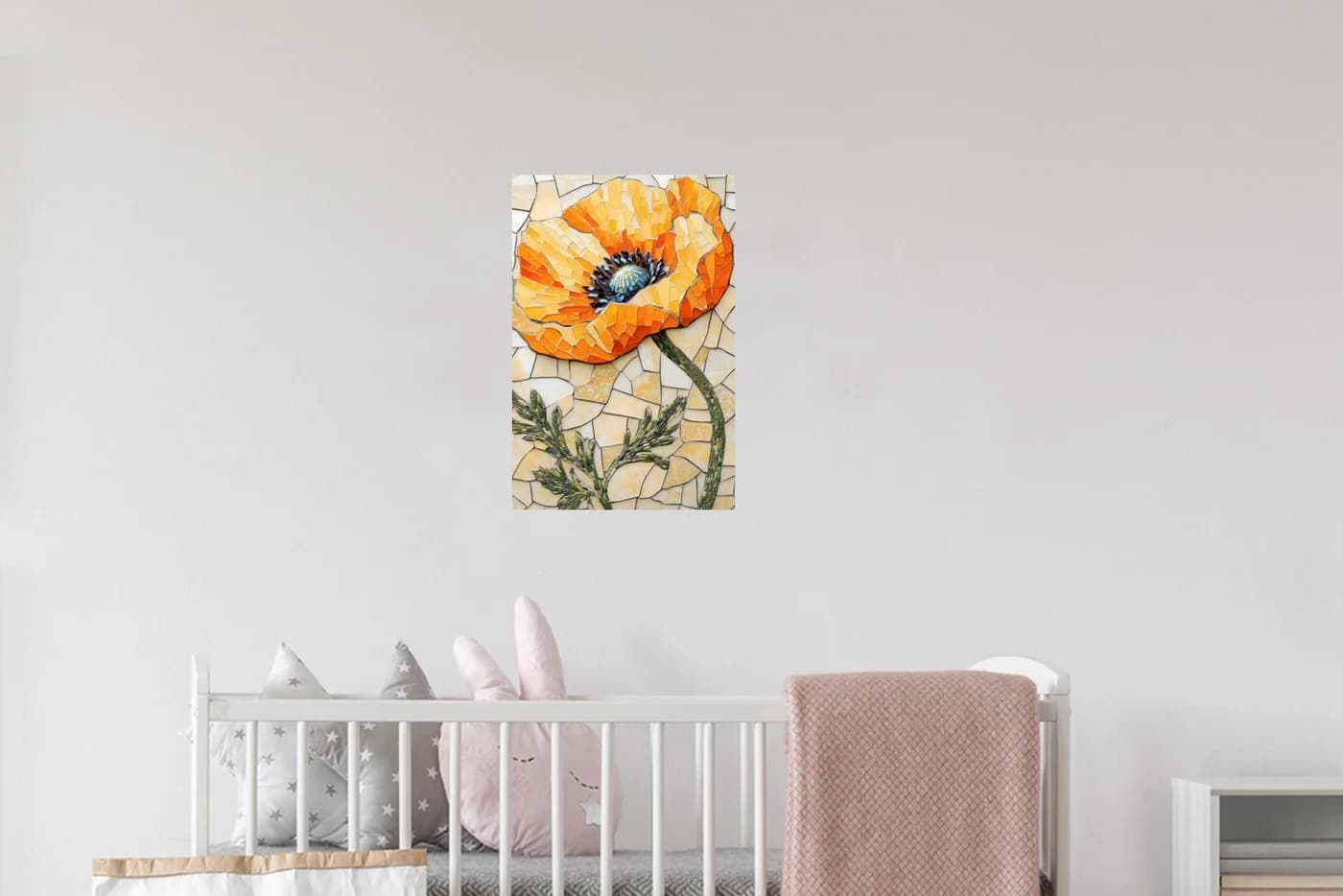 MuchoWow Wandsticker Mohnblumen Orange Mosaik Selbstklebend - Bild 5