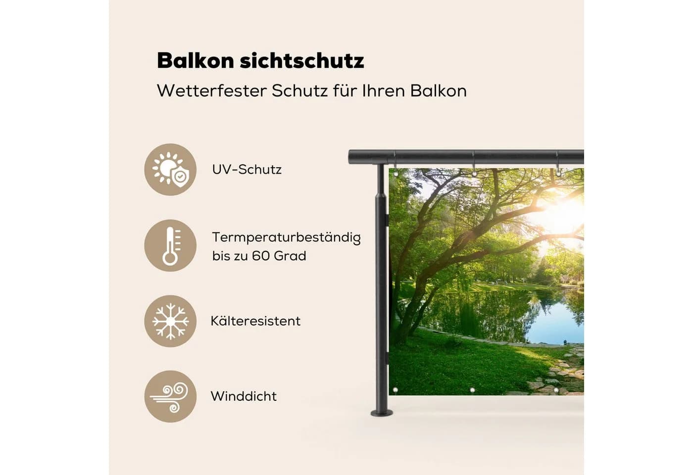 MuchoWow Balkonsichtschutz PVC Bunt Naturdesign - Bild 3