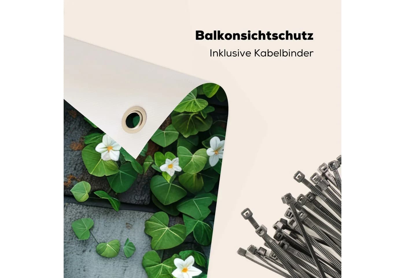 MuchoWow Balkonsichtschutz Efeu Grün Weiß Grau PVC Windschutz - Bild 5