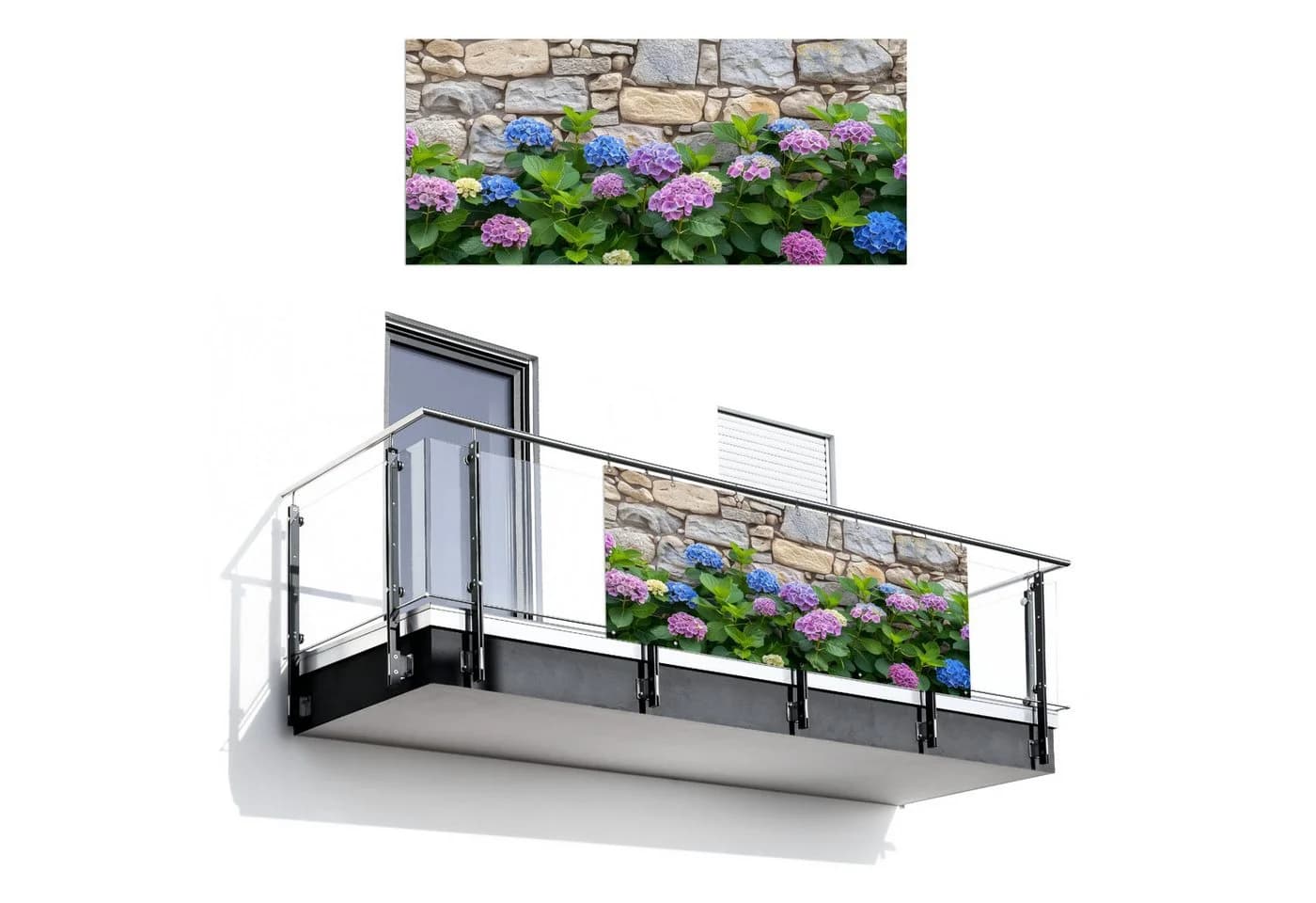MuchoWow Balkonsichtschutz Hortensie PVC mit Metallösen - Bild 2