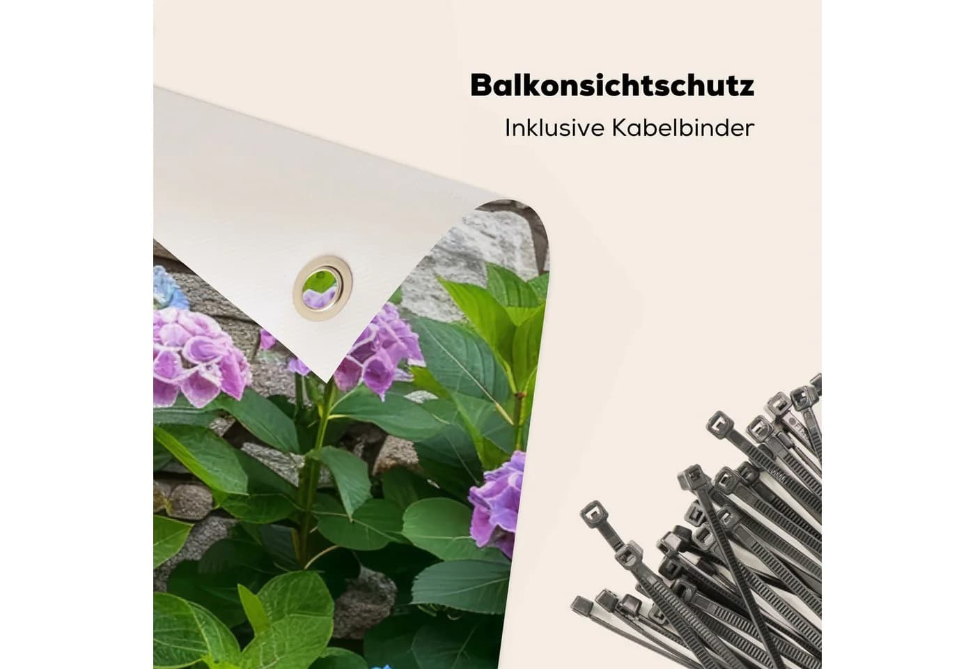 MuchoWow Balkonsichtschutz Hortensie PVC mit Metallösen - Bild 5