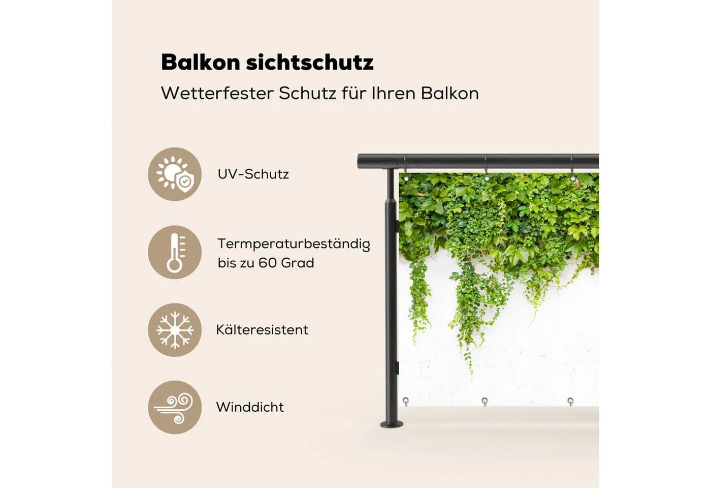 MuchoWow Balkonsichtschutz Efeu Grün/Weiß PVC - Bild 3